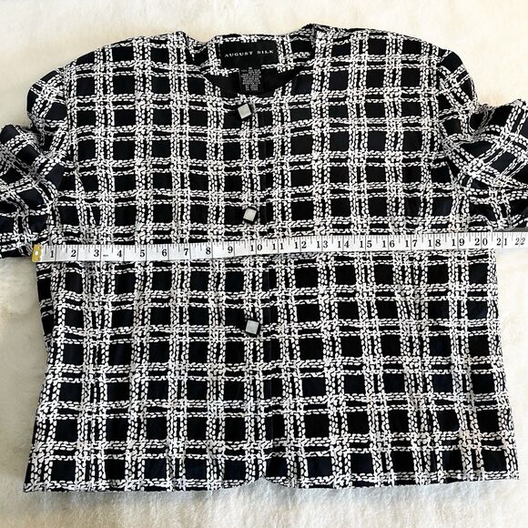 August Silk Vintage 100% Silk Blazer Black & White Women’s M - Picture 7 of 9